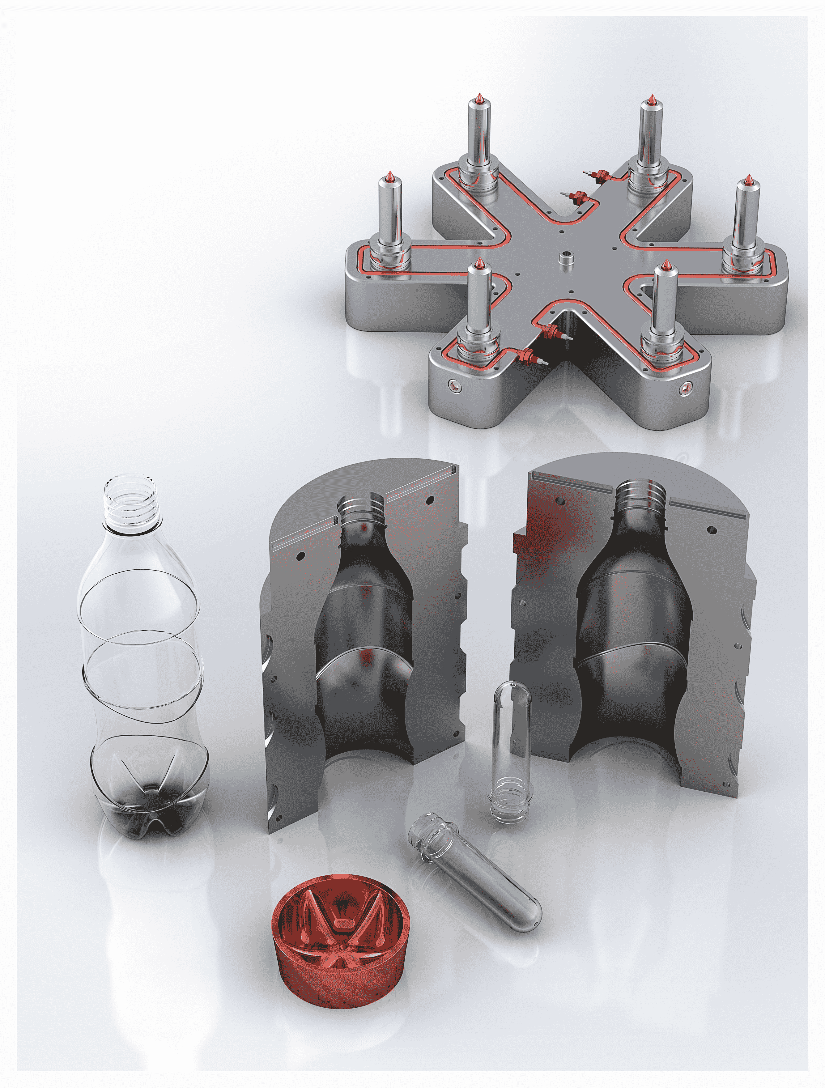 Injection molding machine insert for bottles