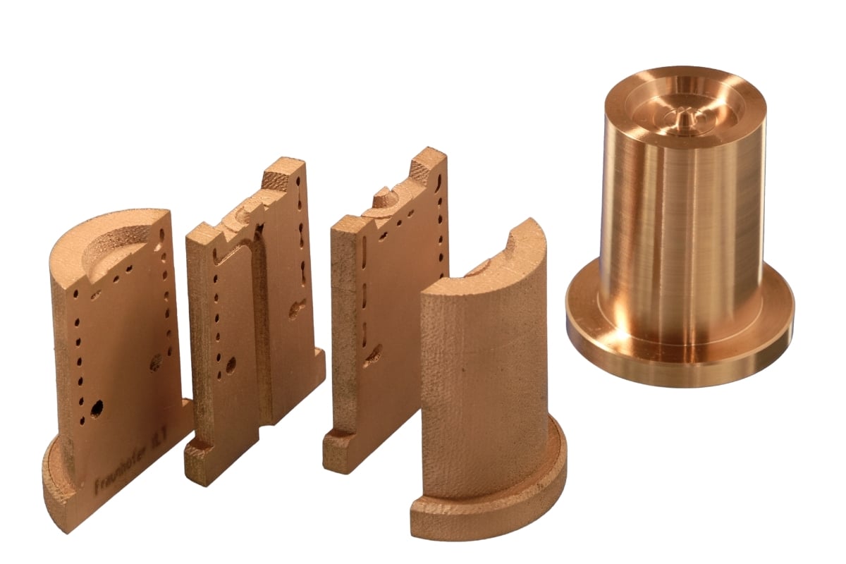 Copper additive manufacturing materials result in injection mold cores with very good properties