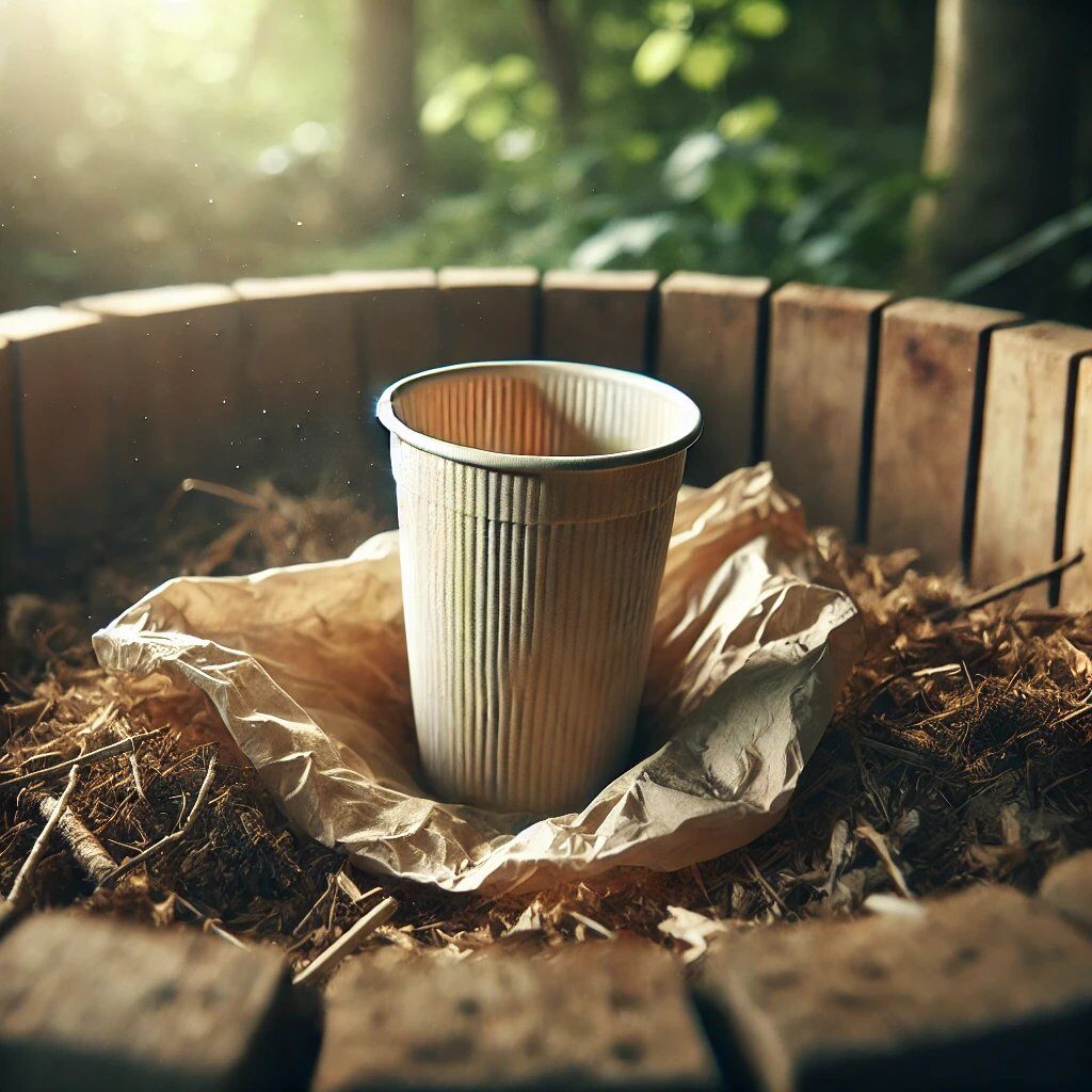  Example of biodegradable plastic products in the compost
