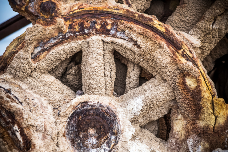 A part of a crane that is completely destroyed due to erosive corrosion