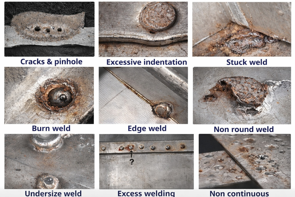 Resistance welding defects occurring in an industrial setting