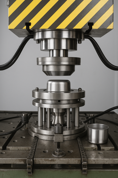 Deep drawing machine for stainless steel pots