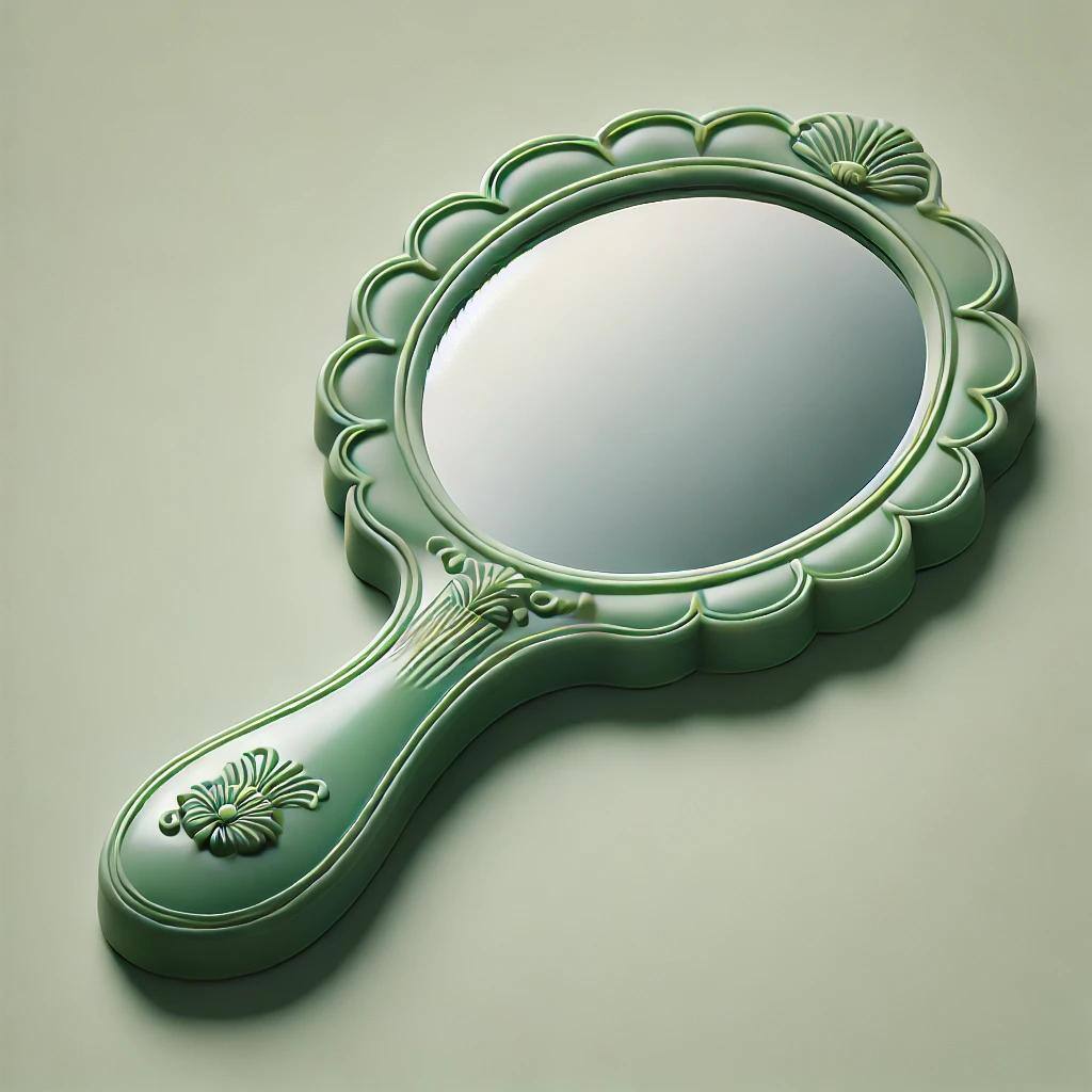 Example of a simple vintage mirror made by plastic molding 
